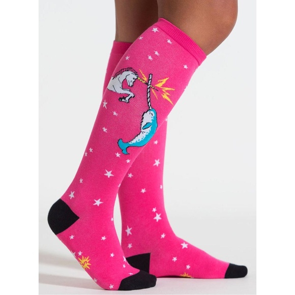 NEW Unicorn vs. Narwhal Knee High Socks Derby - Picture 1 of 4